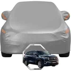 Allextreme Polyester Grey Highlighter Car Cover with Mirror Pocket & Triple Stitched Bottom Elastic for Toyota Innova Hycross All Model & Years, TOY-INN-HYCROSS-GRY