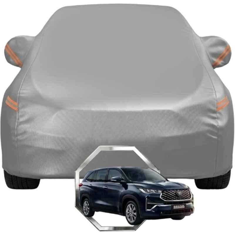 Allextreme Polyester Grey with Highlighter Car Cover with Mirror Pocket & Triple Stitched Bottom Elastic for Toyota Innova Hycross All Model & Years, TOY-INN-HYCROSS-GRY