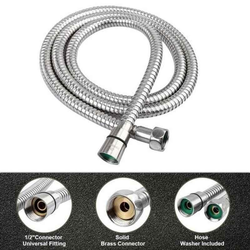 Joyway Brass Chrome Finish Silver Hand Shower Hose with 1m Flexible Tube