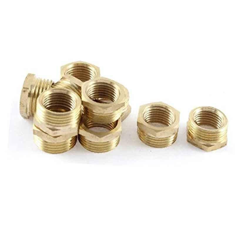 X-Dr 3/8x1/4 BSP Brass Gold Tone Pipe Reducer (Pack of 10)