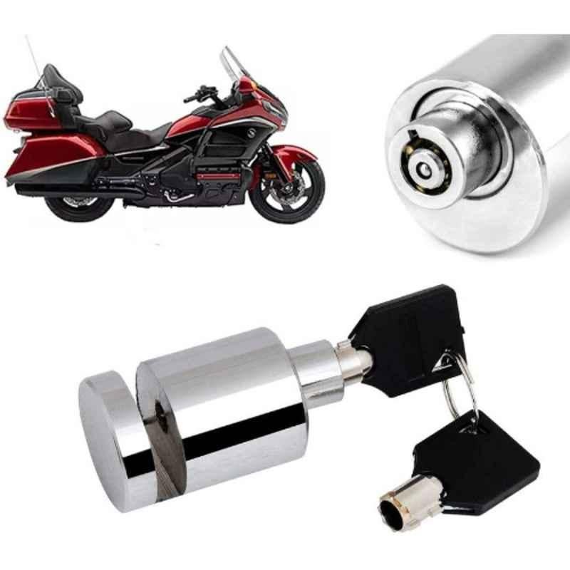 Auto Pearl Stainless Steel Silver Heavy Duty Anti Theft Motorcycle Disc Brake Lock, Lock-224