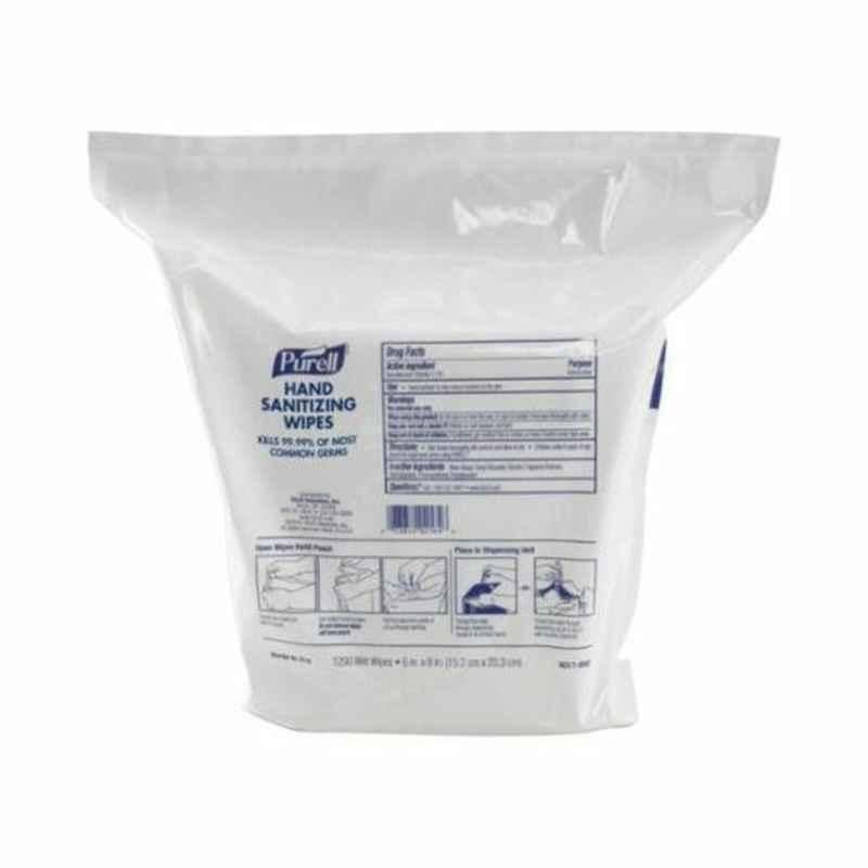 Purell Hand Sanitizing Wipes Refill Bag, 9118-02, White, 1200 Pcs/Pack