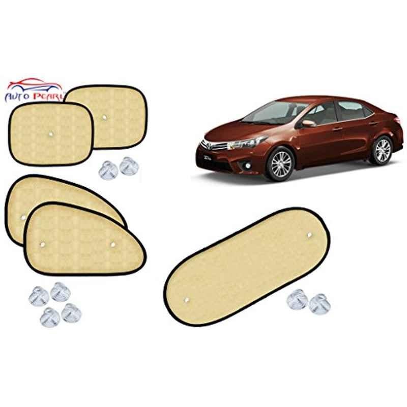 Auto Pearl 5 Pcs PVC & Mesh Beige Window & Rear Sun Shade Set for Toyota Corolla Altis, Chipkoo_Beige5_Altis