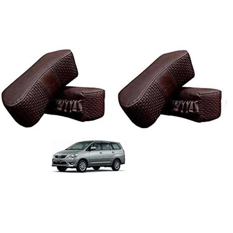 Kozdiko 4 Pcs CV Designer Cola Leatherite Neck Rest Car Cushion Pillow Set for Toyota Innova
