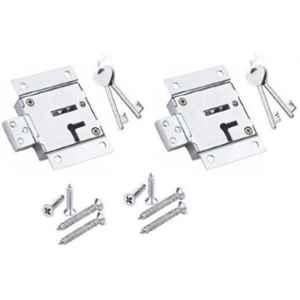 Onjecx 75mm Steel Double Action Cupboard Lock with 4 Pcs Screw, CL75 (Pack of 2)