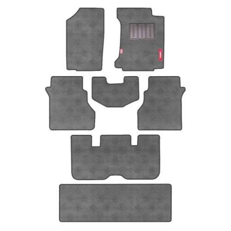 Elegant Jewel 7 Pcs Polypropylene & Non Woven Anthra Carpet Car Floor Mat Set for Mahindra Marazzo M8