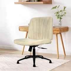 Cellbell Comfy Velvet Medium Back Beige Ergonomic Chair without Wheel, CBHKFOC14455