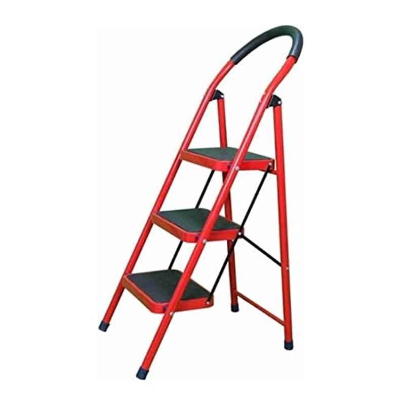 In-House 330lbs Iron Red Folding Domestic 3 Step Ladder