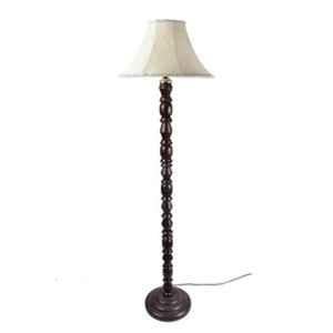 Tucasa Mango Wood Floor Lamp with Polycotton Brown Shade, FL-08