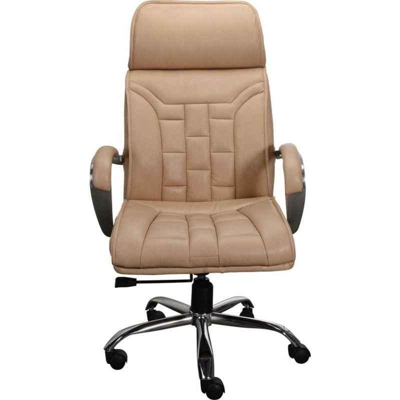 Chair Garage PU Leatherette Beige Adjustable Height Office Chair with Back Support, CG159