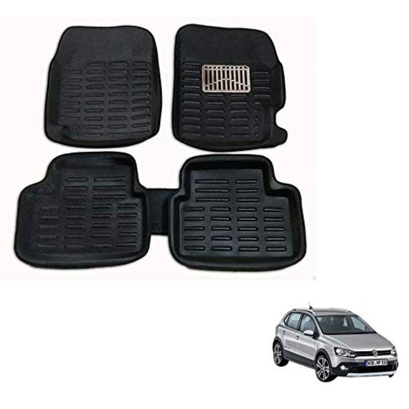 Kozdiko 3D Black Car Foot Mat Set for Volkswagen Cross Polo, koz_88246
