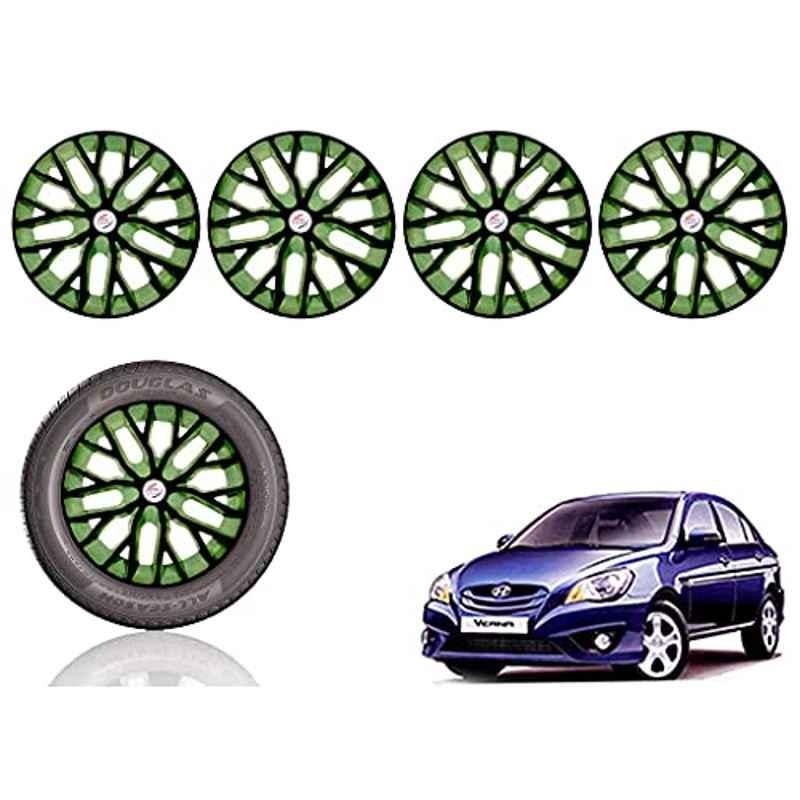 Auto Pearl 14 inch ABS Black & Green Press Type Car Hub Cap Wheel Cover for Verna
