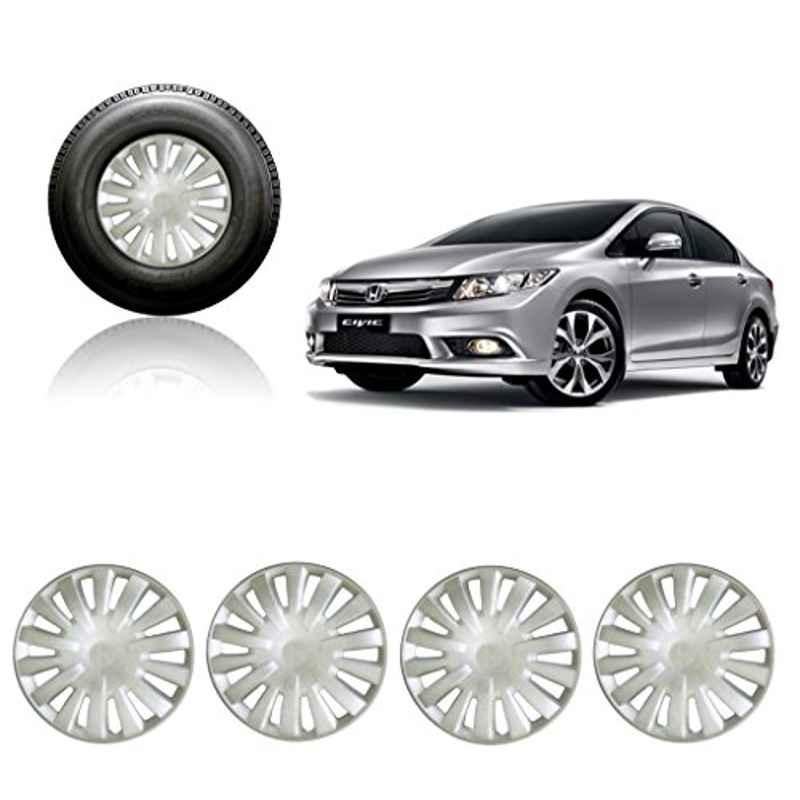 Auto Pearl 4 Pcs 15 inch Silver Full Caps Wheel Cover Set for Honda Civic