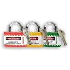 Asian Loto 3 Pcs Metal & Plastic Red, Yellow & Green Regular Shackle Jacket Padlock Set with 3 Keys, ALC-LPR