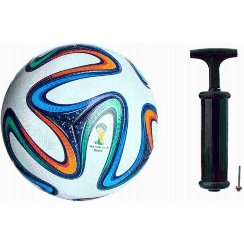 Hretails Brazuca Standard Multicolour Football with Hand Pump, Size: 5