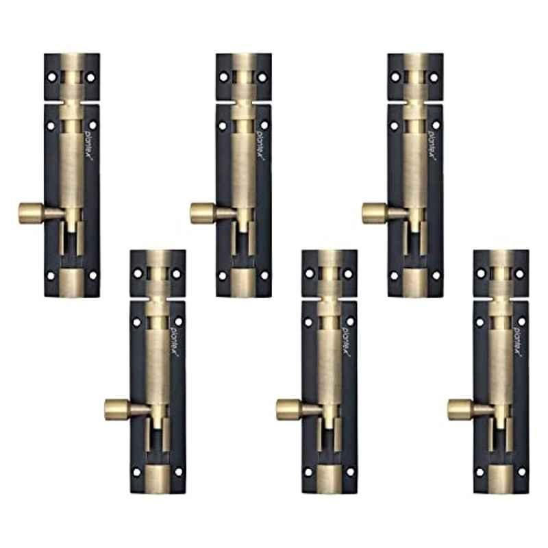 Plantex Stainless Steel 4 inch Tower Bolt/Tower Bolt for Home, Offices Doors and Windows/Tower Bolt for Main Door/Door Latch/Kundi/Chitakini/Door Latch for Windows - Pack of 6 (Brass Finish, 4 inch)