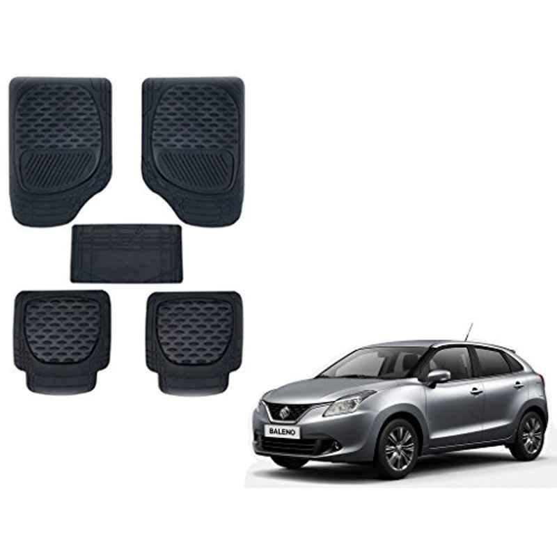 Kozdiko 6255TW 5 Pcs PVC & Rubber Black Car Mat Set for Maruti Suzuki Baleno