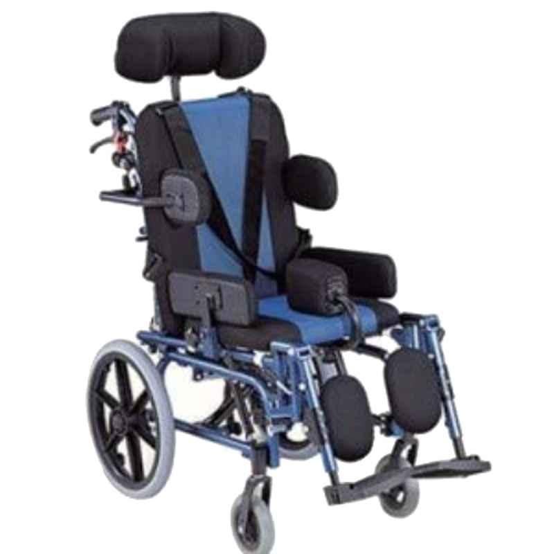 Karma 75kg Aluminium Blue & Black Junior Reclining Foldable Wheelchair with Cerebral Palsy