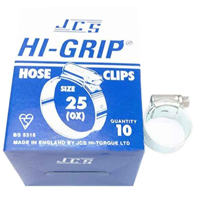 JCS HI-Grip 25mm Zinc Plated Hose Clips (Pack of 10)