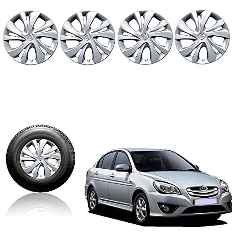 Auto Pearl 4 Pcs 14 inch Plastic Silver Wheel Cover Set for Hyundai Verna