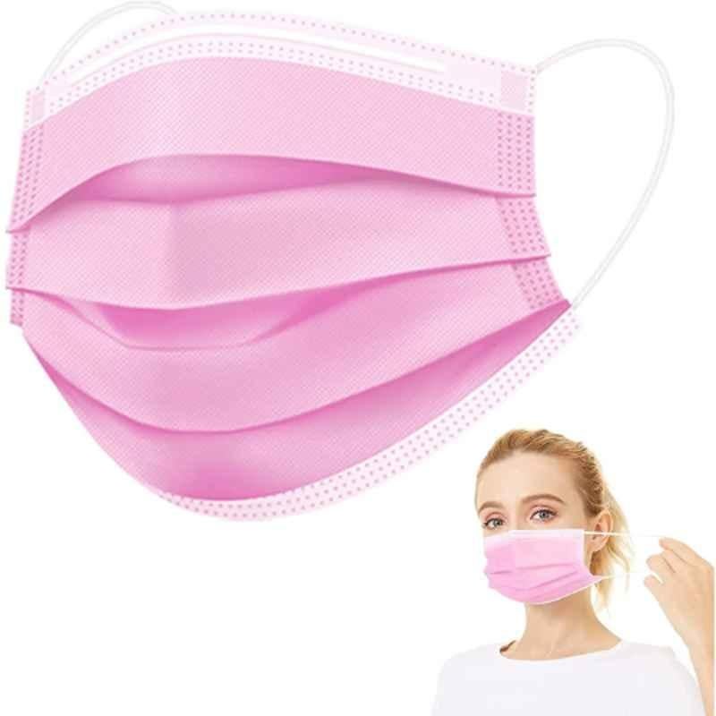 Wellstar 3 Layer Pink Surgical Face Mask, 220122 FILE-08 (Pack of 100)