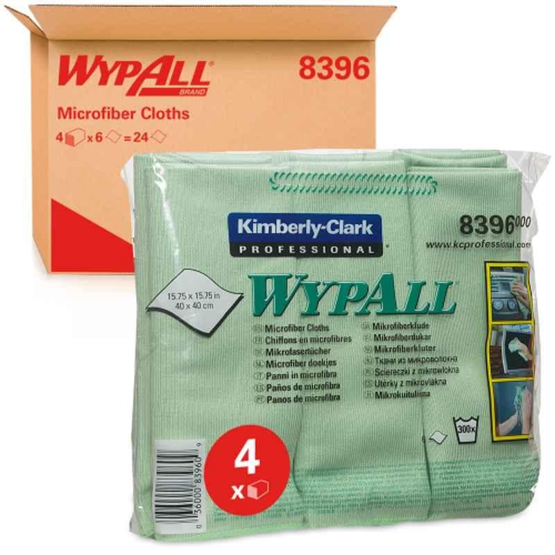 Kimberly Clark WypAll 4 Pcs 40x40cm Green Microfibre Cloths Box, 8396