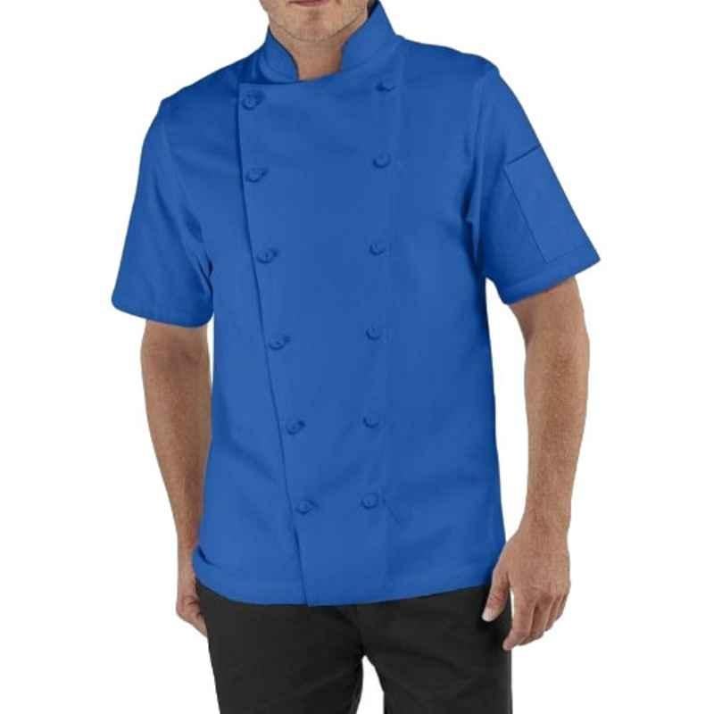 Superb Uniforms Polyester & Cotton Royal Blue Half Sleeves Chef Coat, SUW/Rbl/CC022, Size: XL