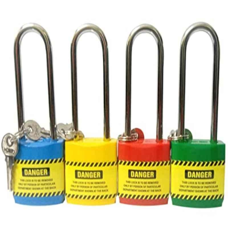 Loto Lockout Tagout Long Shackle Jacket Padlock with 3 Keys, ILP071 (Pack of 4)