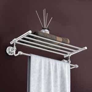 Plantex 304 Grade Stainless Steel Towel Rack with Rod/Towel Hanger for Bathroom/Towel Holder/Stand/Bathroom Accessories Skyllo (18 inch-Chrome)