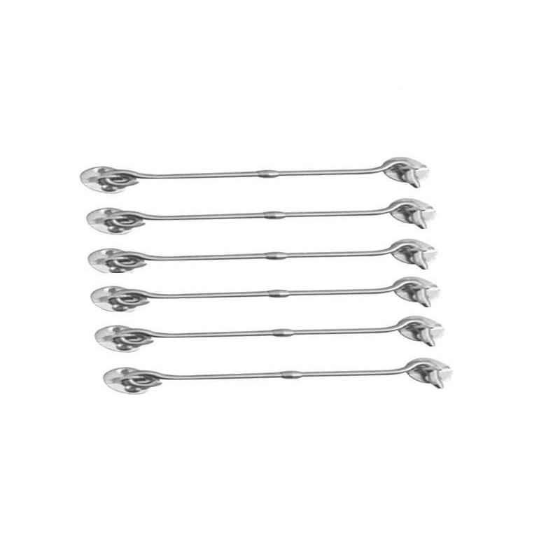 Smart Shophar 6 inch Stainless Steel Silver Round Gate Hook, SHA40GH-ROUN-SL06-P6 (Pack of 6)