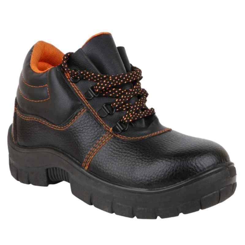 Hitman Power 4 Steel Toe High Ankle Black Synthetic Leather Work Safety Shoes, Size: 8