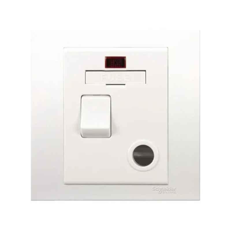 Schneider Vivace 250V 13A White Switch with Fused Connection Unit & Neon, KB31DNFSG