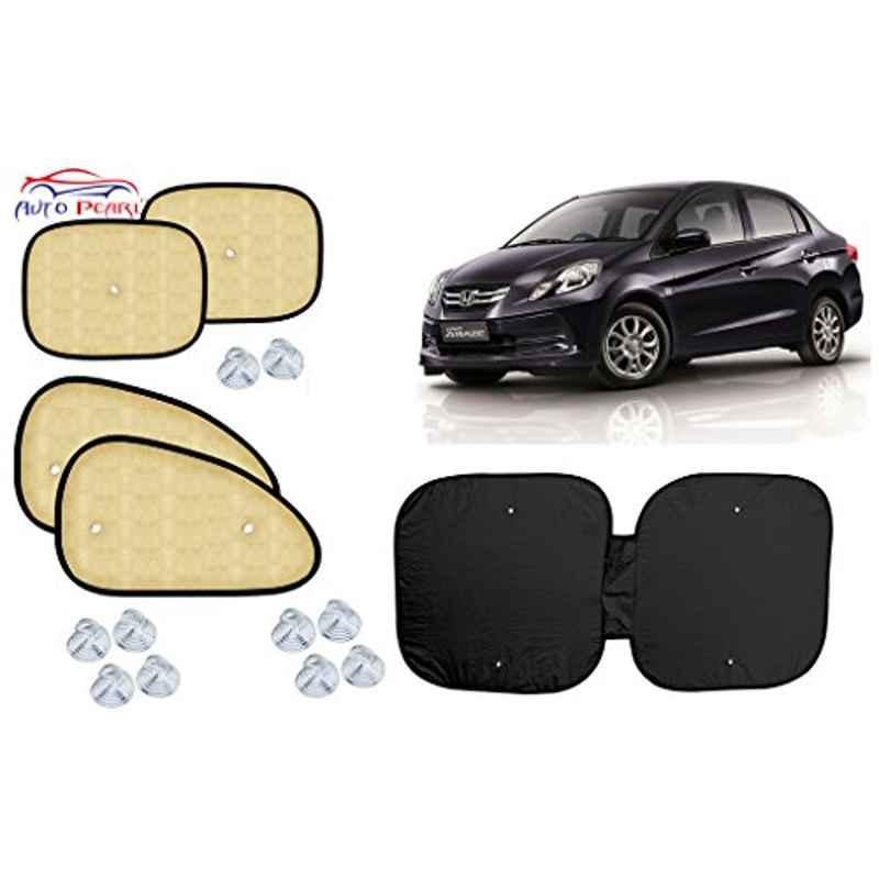 Auto Pearl 6 Pcs PVC & Mesh Beige Window, Front & Rear Sun Shade Set for Honda Amaze Type2