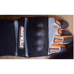 AllExtreme MCS19ORGM Orange Semi-Leather Full Finger Riding Mittens Gloves with Hard Knuckle Shells & Finger Guard for Racing Cycling Climbing, Size: M