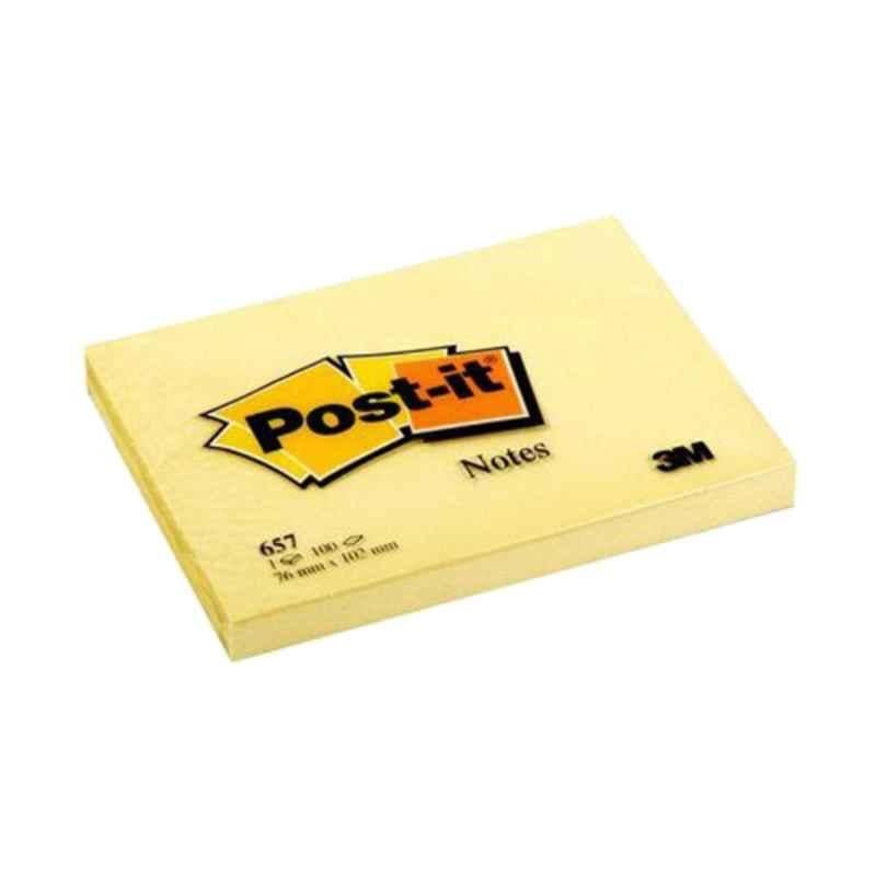 3M Post-it 657 3x4inch Canary Yellow Note Pad
