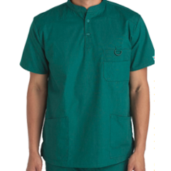 Protect U Medium Green Chinese Collar Scrub Top for Men, 100-801