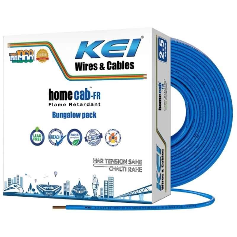 KEI Homecab 2.5 Sqmm 1 Core 99.97% Pure Copper Conductor FR PVC Insulated Cable for Domestic & Commercial Electrical Wiring (Blue, 180 Meters)