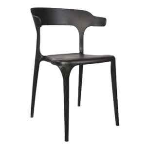 Rose Vision Plastic Black Medium Back Cafe Chair with Backrest (Pack of 4)