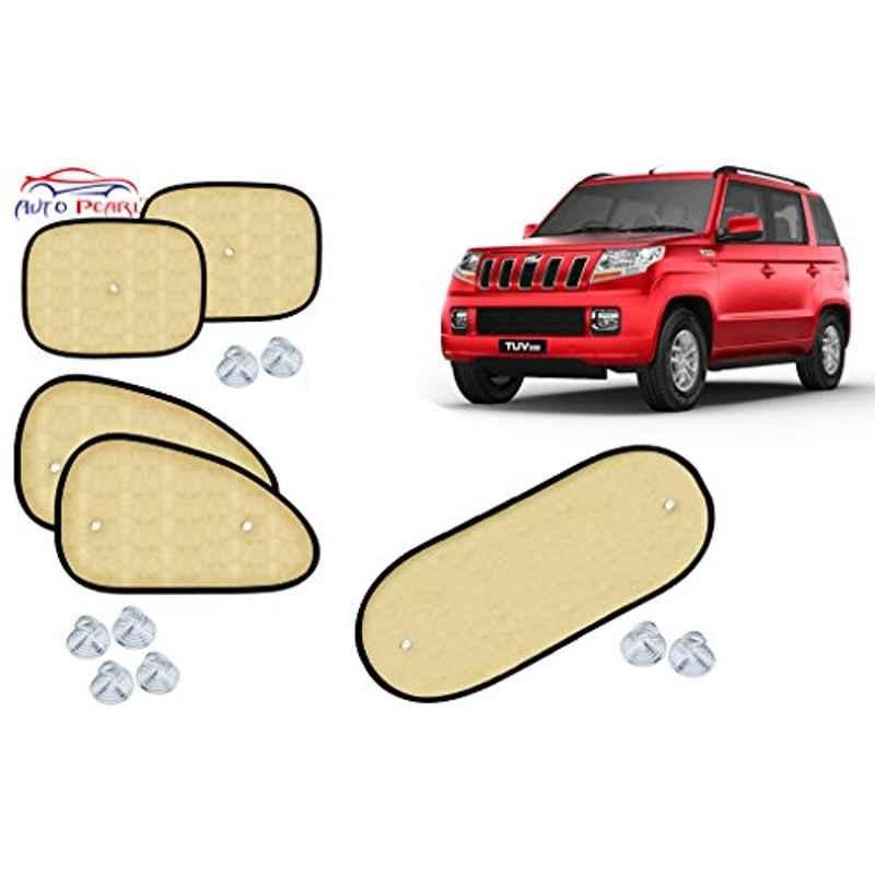 Auto Pearl 5 Pcs PVC & Mesh Beige Window & Rear Sun Shade Set for Mahindra TUV-300