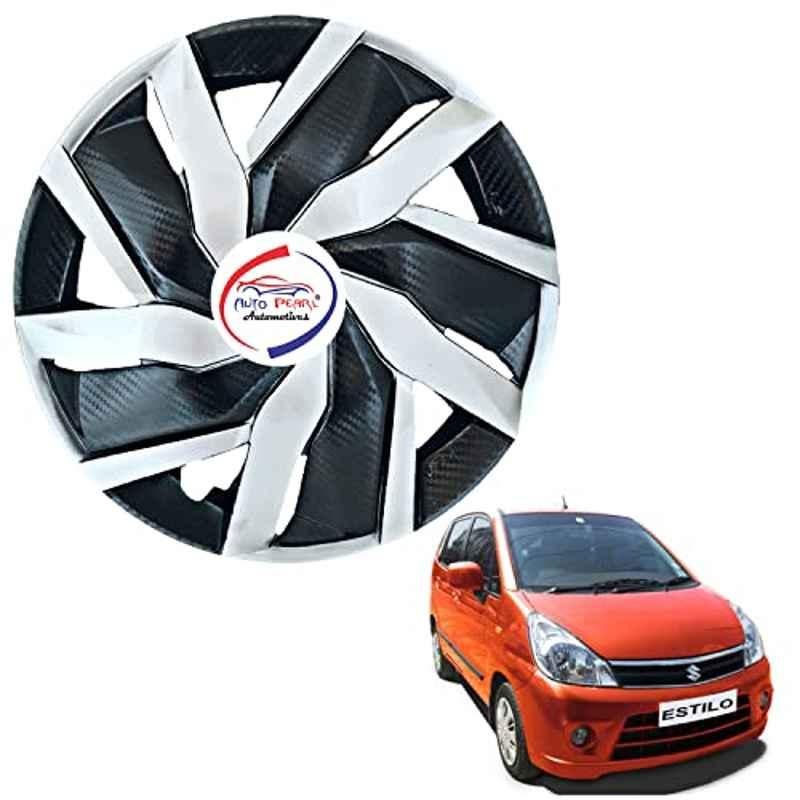 Auto Pearl 4 Pcs 13 inch ABS Black & Silver EGBL24 Hubcap Wheel Cover Set with Retention Ring for Maruti Suzuki Zen Estilo Type 2