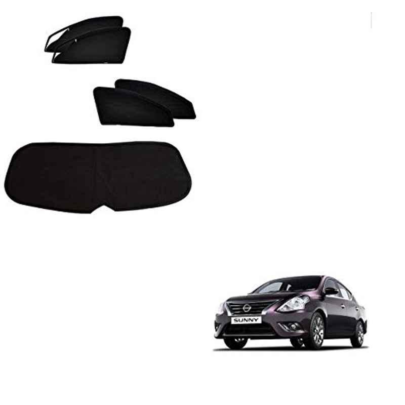 Kozdiko 5 Pcs Polyester Magnetic Zipper Car Sunshade Set with Dicky Curtain for Nissan Sunny