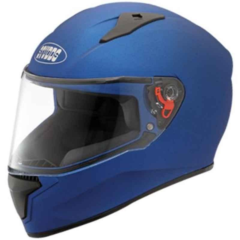 Studds Thunder Matt Blue Plain Helmet with Mirror Visor, Size: (L, 580 mm)
