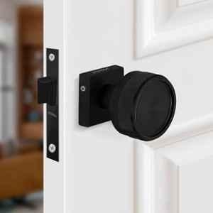 Plantex Heavy Duty Door Lock Bathroom Door Lock/Mortise Keyless Knob Handle Set for Home/Bathroom/Store Room/Balcony/Office with Baby Latch 604 Black