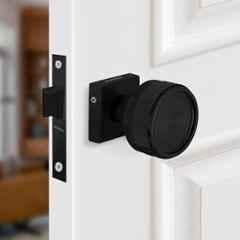 Plantex Heavy Duty Door Lock Bathroom Door Lock/Mortise Keyless Knob Handle Set for Home/Bathroom/Store Room/Balcony/Office with Baby Latch 604 Black