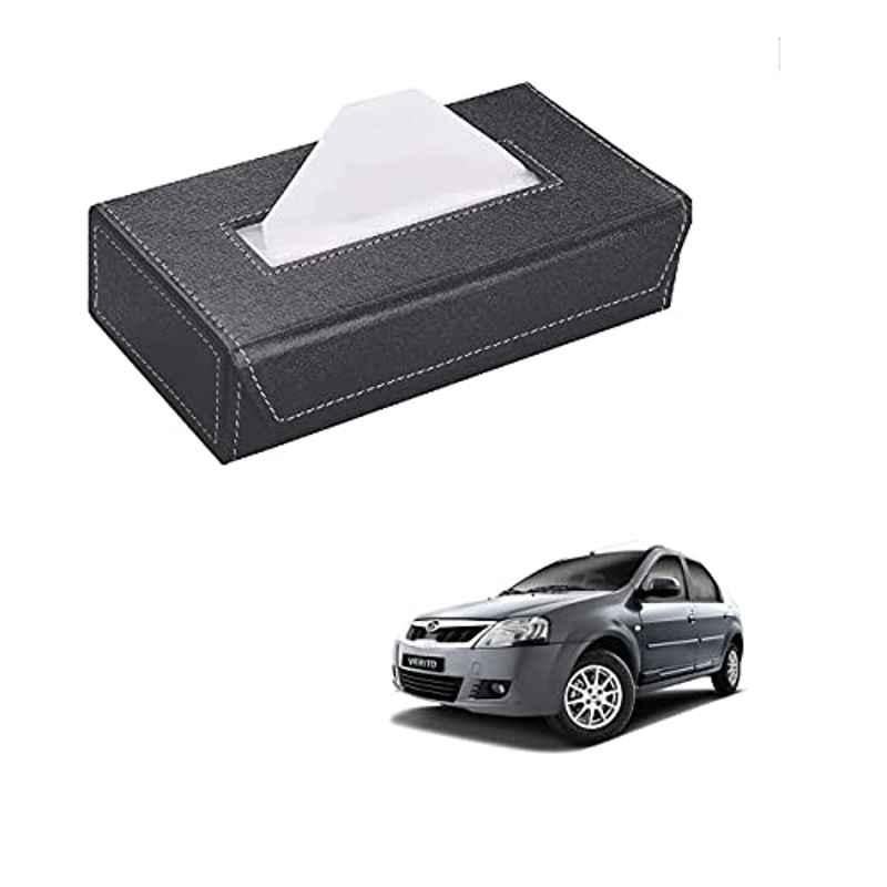 Kozdiko 100 Pulls PU Leather Grey Car Tissue Paper Box with 200 Sheets for Mahindra Verito