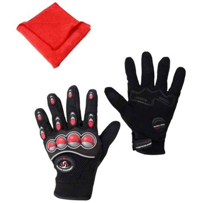 AllExtreme EXSBFGXL Bike Racing Unisex Full Finger Gloves with Microfiber Towel, Size: XL
