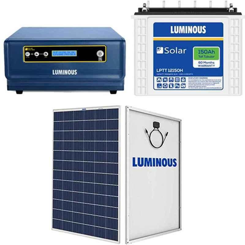 Luminous NXG 1850 Pure Sine Wave Solar Inverter with 2 Pcs 150Ah Solar Battery (60 Months Warranty) & 335W Solar PV Module Panel Combo