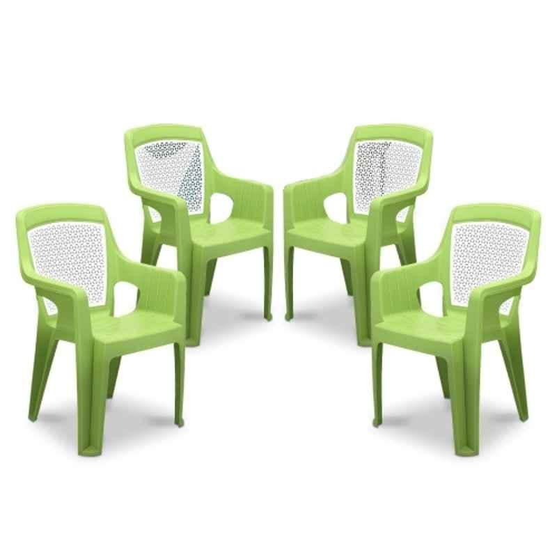 Maharaja Safari114 560x565x840mm Plastic Green Heavy Duty Luxury Armrest Chair (Pack of 4)