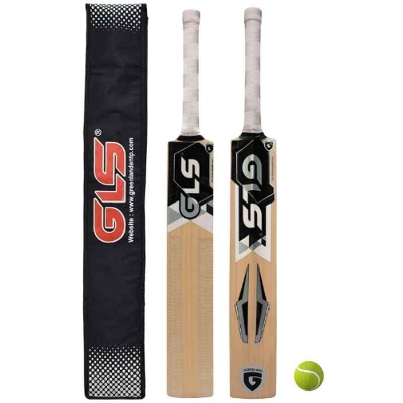 GLS 800-1000g Poplar Willow Wood Full Size Slogger Cricket Tennis Bat with Cover & Tennis Ball, CB-08C