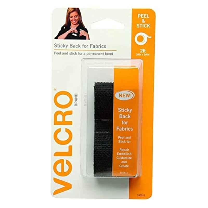 Velcro 3/4x24 inch Black Sticky Back Fabric Tape Fastener, 91878